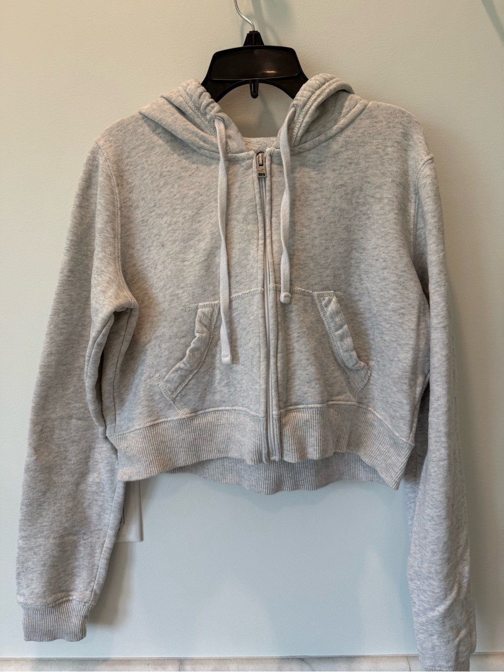 Hollister Light Gray Zip-Up Hoodie Sweater - Women Size M
